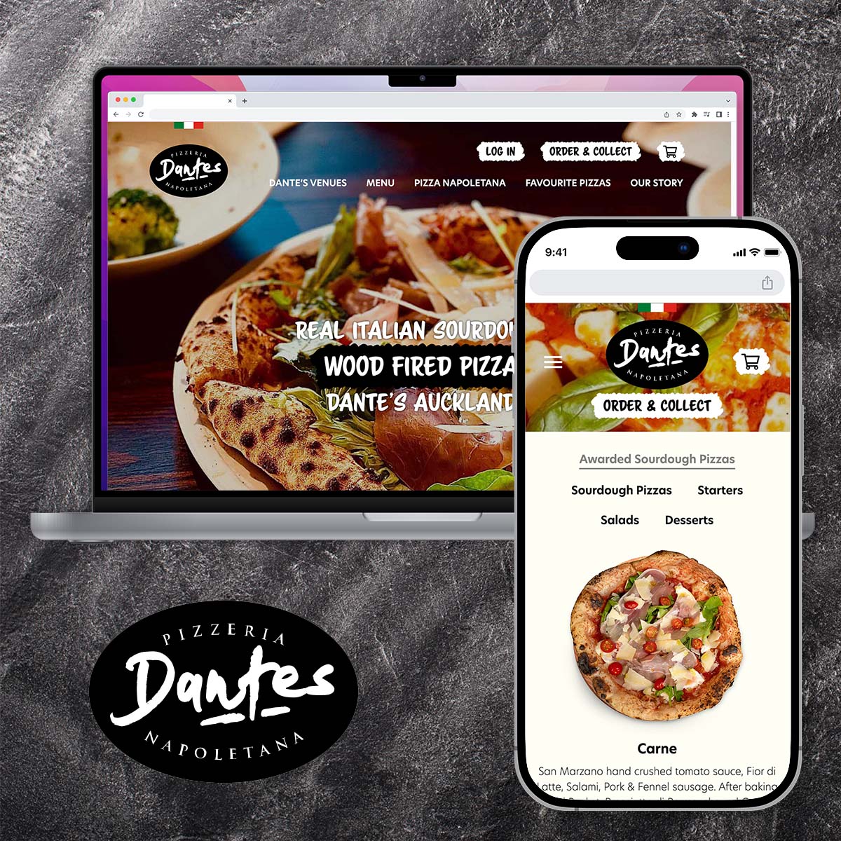 Dantes Pizzeria Auckland Digital Design, Development and Optimisation